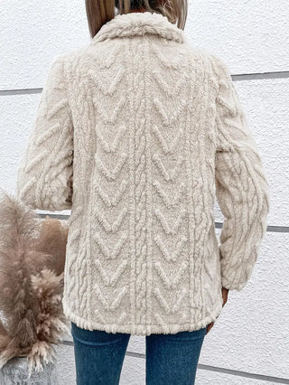 Damen Fleecejacke Mit Strickmuster | Offen