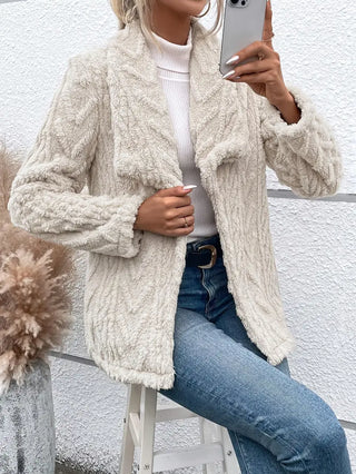 Damen Fleecejacke Mit Strickmuster | Offen