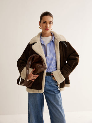 Damen Fleecejacke mit Kontrastkragen | Winter