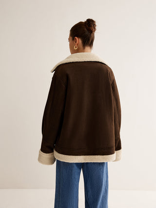 Damen Fleecejacke mit Kontrastkragen | Winter