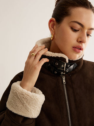 Damen Fleecejacke mit Kontrastkragen | Winter