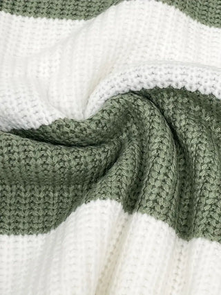 Damen Gestreift Oversize Pullover Mit Strick & Weitarm