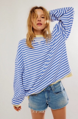 Damen Gestreifter Pullover Mit Lockerem Schnitt | Übergröß