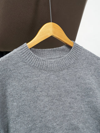 Damen Grau Oversize Pullover Mit Strick & Langarm