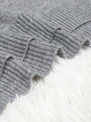 Damen Grau Oversize Pullover Mit Strick & Langarm