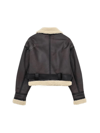 Damen Herbstjacke Im Aviator-Stil Mit Fellkragen | Teddy