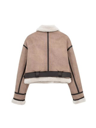 Damen Herbstjacke Im Aviator-Stil Mit Fellkragen | Teddy