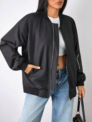 Damen Herbstjacke Im Blouson-Stil Mit Reißverschluss | Blouson