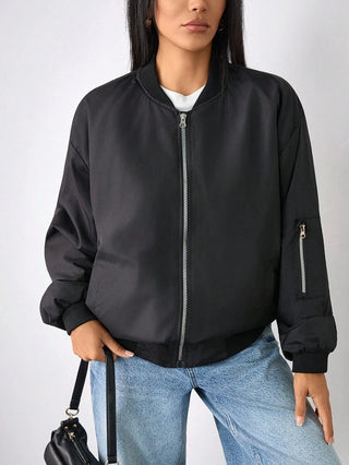 Damen Herbstjacke Im Blouson-Stil Mit Reißverschluss | Blouson
