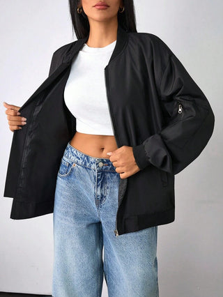 Damen Herbstjacke Im Blouson-Stil Mit Reißverschluss | Blouson