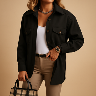 Damen Herbstjacke Im Hemdstil Mit Brusttaschen | Übergangs