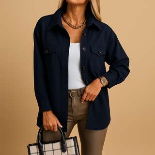 Damen Herbstjacke Im Hemdstil Mit Brusttaschen | Übergangs