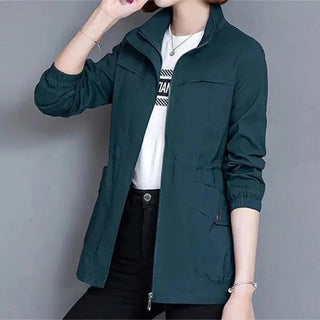 Damen Herbstjacke Mit Taillenzug Und Kordelzug | Übergangs