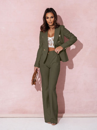 Damen Hosenanzug Mit Doppelreihigem Blazer