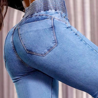 Damen Jeans Hoher Bund Ausgestelltes Bein