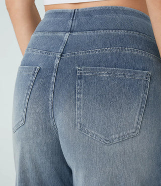 Damen Jeans Mit Elastischem Bund Und Weitem Bein | Locker