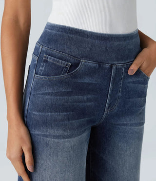 Damen Jeans Mit Elastischem Bund Und Weitem Bein | Locker