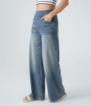 Damen Jeans Mit Elastischem Bund Und Weitem Bein | Locker