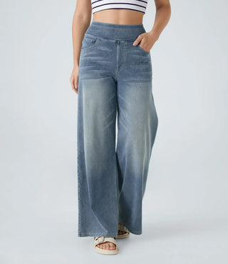 Damen Jeans Mit Elastischem Bund Und Weitem Bein | Locker