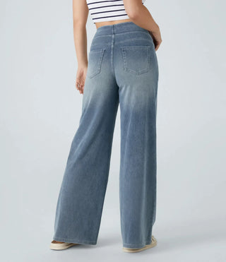 Damen Jeans Mit Elastischem Bund Und Weitem Bein | Locker