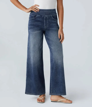Damen Jeans Mit Elastischem Bund Und Weitem Bein | Locker