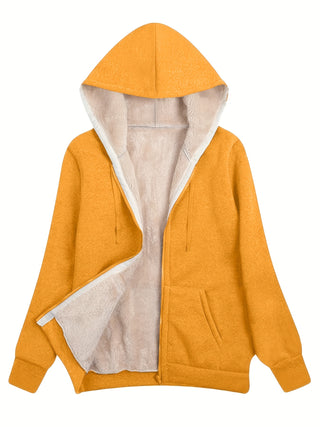 Damen Kapuzen Fleecejacke Mit Teddyfutter | Reißverschlussjacke