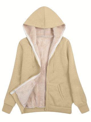 Damen Kapuzen Fleecejacke Mit Teddyfutter | Reißverschlussjacke
