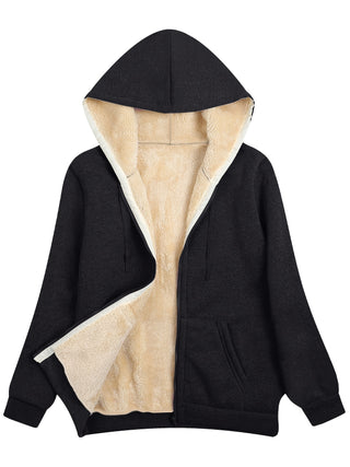 Damen Kapuzen Fleecejacke Mit Teddyfutter | Reißverschlussjacke