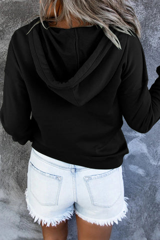 Damen Kapuzenpullover Mit Knopfleiste Und Tasche | Locker