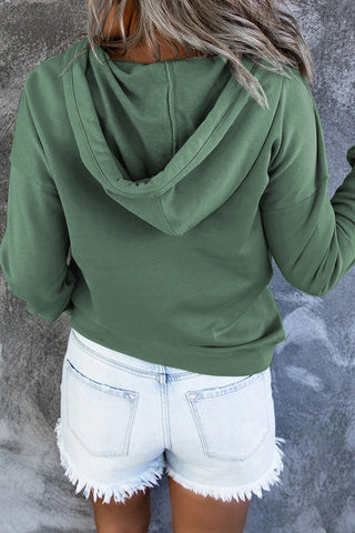 Damen Kapuzenpullover Mit Knopfleiste Und Tasche | Locker