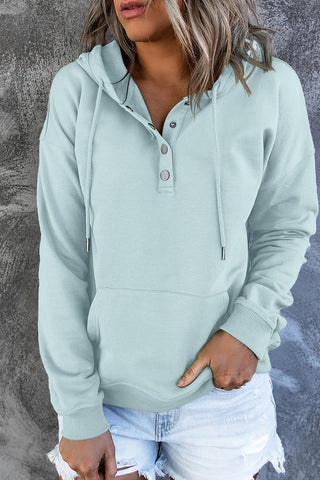 Damen Kapuzenpullover Mit Knopfleiste Und Tasche | Locker