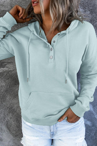 Damen Kapuzenpullover Mit Knopfleiste Und Tasche | Locker