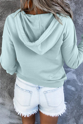 Damen Kapuzenpullover Mit Knopfleiste Und Tasche | Locker
