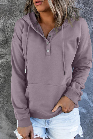 Damen Kapuzenpullover Mit Knopfleiste Und Tasche | Locker