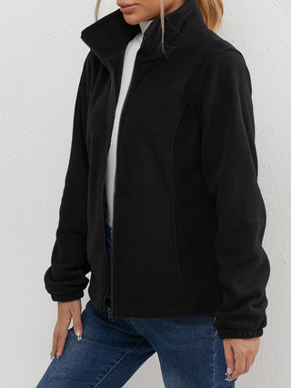 Damen Kurz Fleecejacke Mit Stehkragen Und Reißverschluss | Funktional