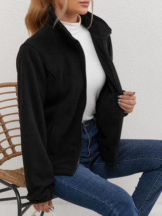 Damen Kurz Fleecejacke Mit Stehkragen Und Reißverschluss | Funktional