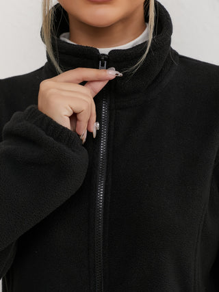 Damen Kurz Fleecejacke Mit Stehkragen Und Reißverschluss | Funktional