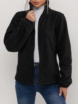 Damen Kurz Fleecejacke Mit Stehkragen Und Reißverschluss | Funktional