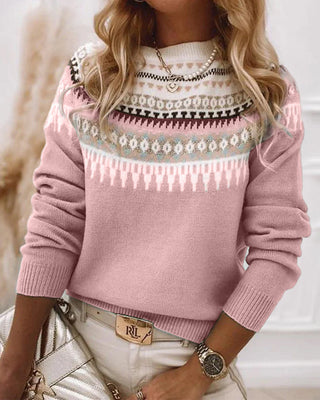 Damen Norweger Strickpullover | Rundhalsausschnitt