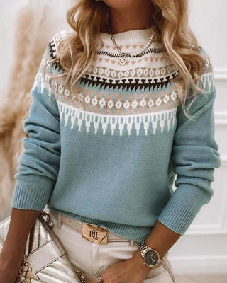 Damen Norweger Strickpullover | Rundhalsausschnitt