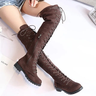 Damen Overknee-Stiefel Mit Frontschnürung | Winter