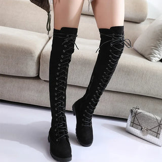Damen Overknee-Stiefel Mit Frontschnürung | Winter