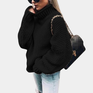 Damen Oversize Pullover Grobstrick Mit Rollkragen & Weitarm