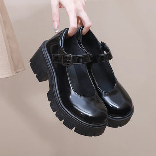 Damen Plateau Mary Jane Schuhe mit Schnalle | Dirndl Schuhe