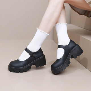 Damen Plateau Mary Jane Schuhe mit Schnalle | Dirndl Schuhe