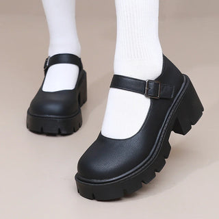 Damen Plateau Mary Jane Schuhe mit Schnalle | Dirndl Schuhe