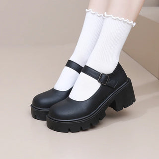 Damen Plateau Mary Jane Schuhe mit Schnalle | Dirndl Schuhe