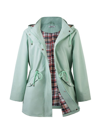 Damen Regenjacke Mit Karofutter | Mit Kapuze