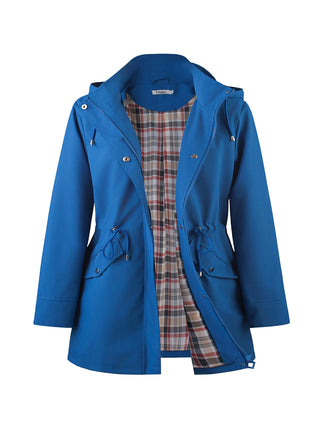 Damen Regenjacke Mit Karofutter | Mit Kapuze