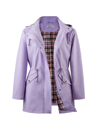 Damen Regenjacke Mit Karofutter | Mit Kapuze